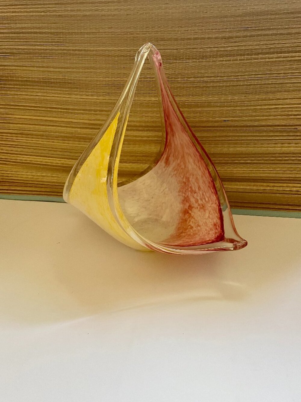 Hand blown unique glass fruit dish or home decor